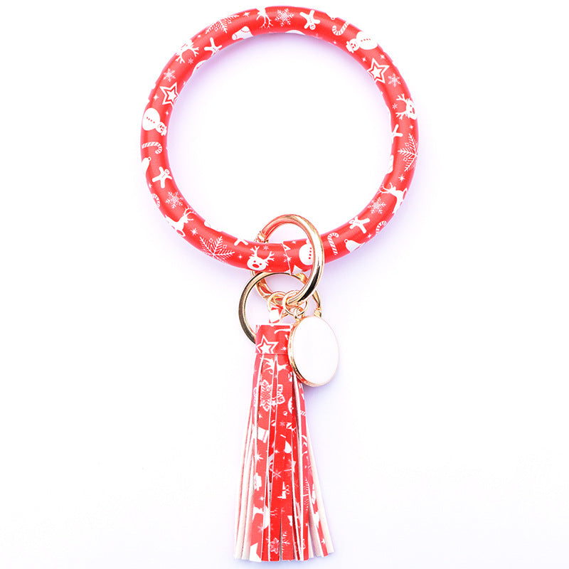WholesalePU Leather Tassel Bracelet Keychain